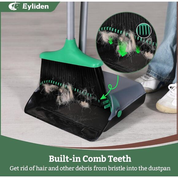 Broom and Dustpan Set, Long Handle Sweep Combo Upright Dustpan - Picture 6 of 7